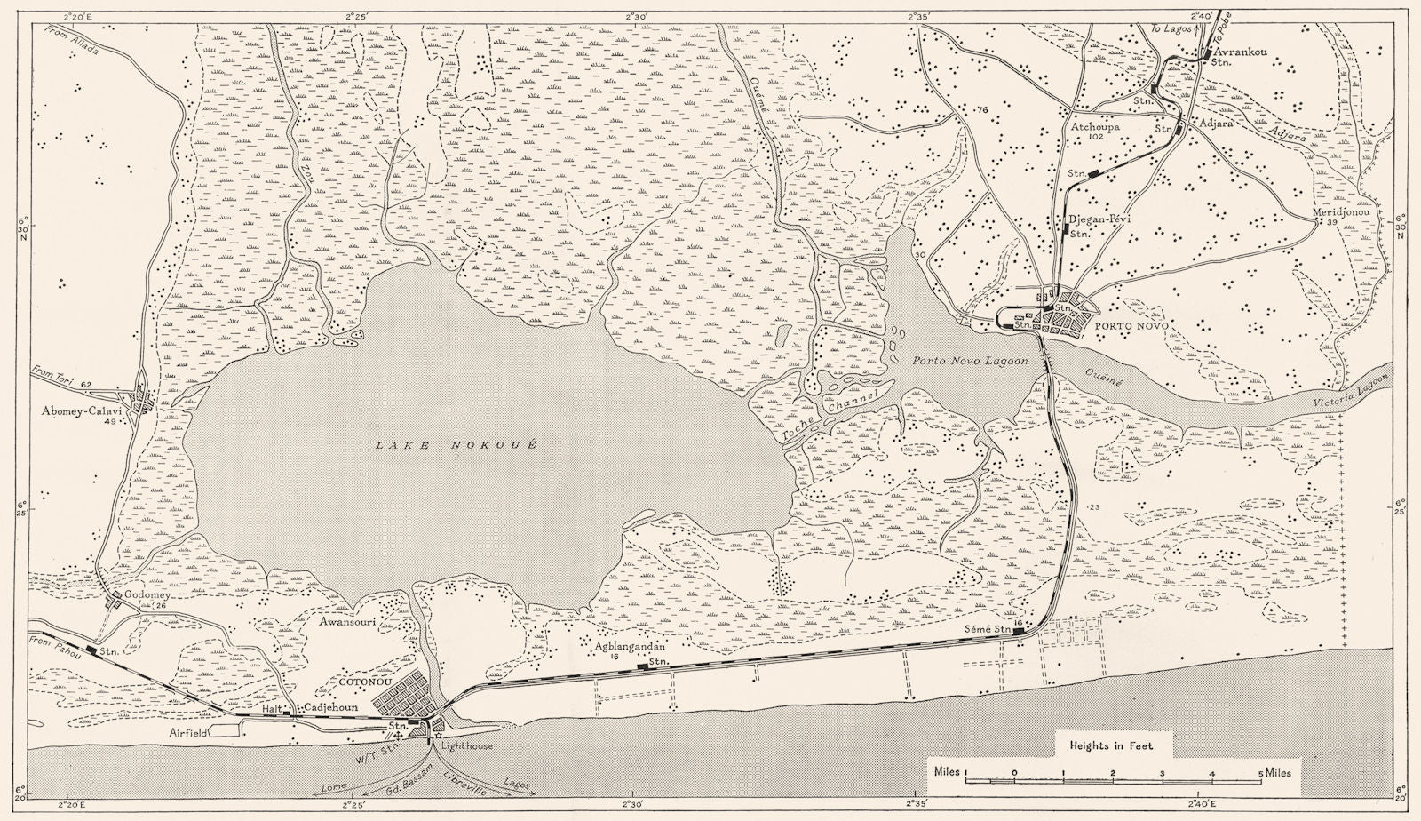 BENIN. Dahomey. Cotonou and Porto Novo 1944 old vintage map plan chart